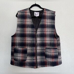Vintage Goouch Mens Large Plaid Vest Wool Blend
